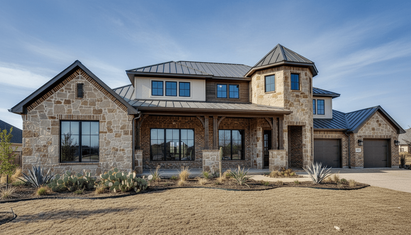 Completed custom home exterior built by J Blakeley Construction in College Station